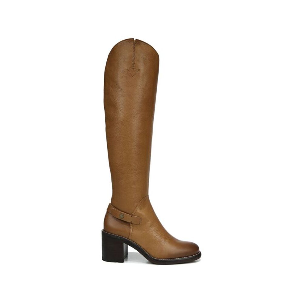 FRANCO SARTO Womens Beige Ankle Strap Kiana Block Heel Zip-Up Leather Boots 6 M